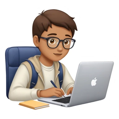 student studying with laptop computer sticker