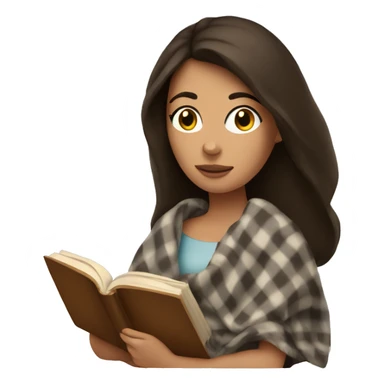 Brunette woman with blanket reading a book sticker