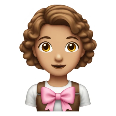 Girl with brown hair wearing a pink bow sticker
