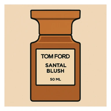 Flat toon style illustration of Tom Ford santal blush perfume  sticker