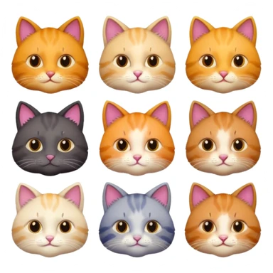 6 cats with different coloured coats sticker