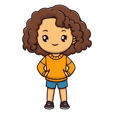 tan girl with long curly dark brown hair sticker