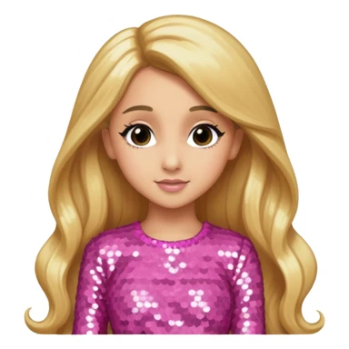 Ariana Grande with long golden blonde hair,  pink sequin outfit sticker