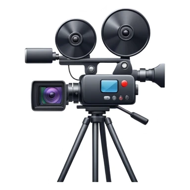 Create an emoji for video shooting. Show a video camera with a recording icon. Use modern, professional colors. Do not include any emojis or smiley faces. Make the background transparent. sticker