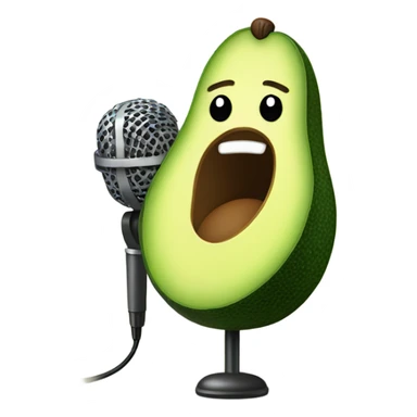 Avocado singing with microphone sticker