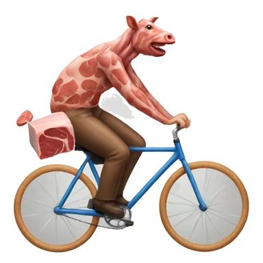 man riding a bicycle made of meat sticker