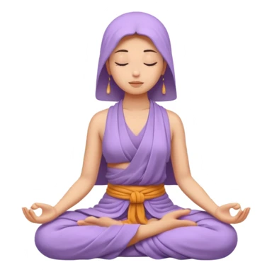 serene woman meditating, face only, draped in a lavender Buddhist soutane sticker