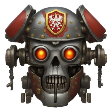 adeptus mechanicus head featuring Russian coats of arms sticker