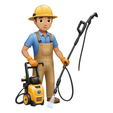 Man using a pressure washer sticker