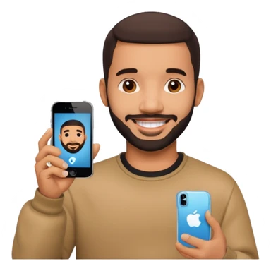 Drake using an iPhone, smiling expression sticker