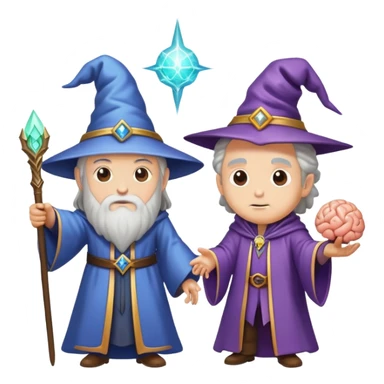 wizard and brain in a magical duel sticker