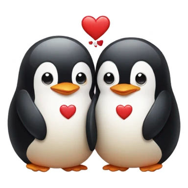Penguin couple with heart sticker