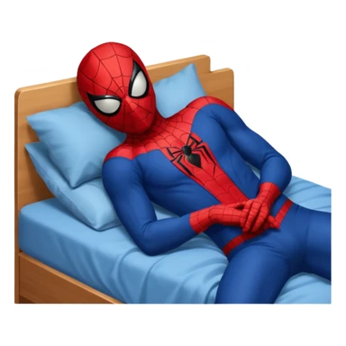 emoji de spiderman acostado en la cama dormido sticker