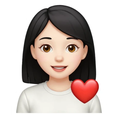 Heart-eyes emoji with a heart next to it and drooling
Black-haired girl, loves white sticker