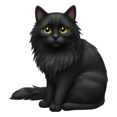 black long haired cat sticker