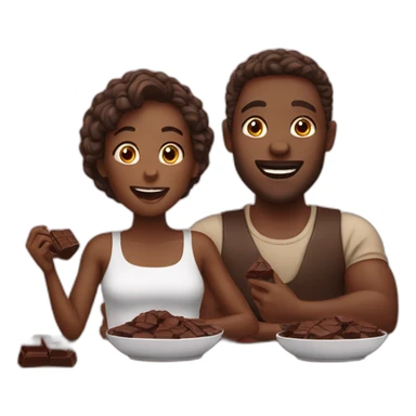 black couple eating chocolat sticker