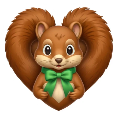 Squirrel in a heart with a green ribbon sticker