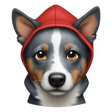 Blue heeler wearing a red hoodie sticker