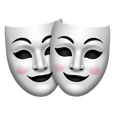 theater mask black and white happy and sad blacked out eyes and showing expression sticker