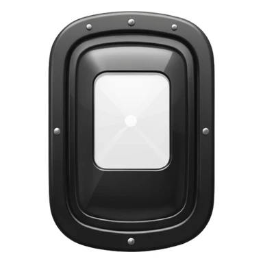 black riot shield with white RCR and rectangular window in apple emoji style sticker