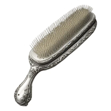 vintage rococo silver hair brush sticker