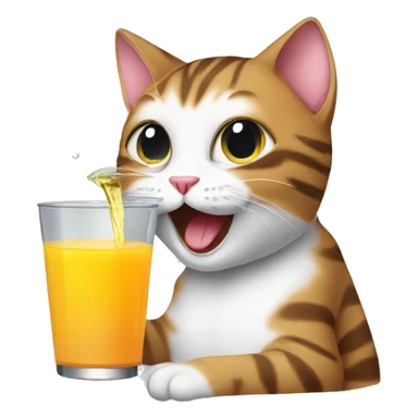 Cat drinking juice sticker