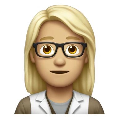 White nerd long hair sticker