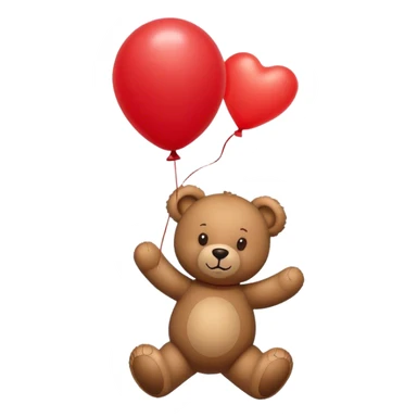 Brown Teddy floating up with a balloon sticker