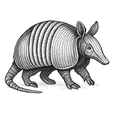 armadillo in black ink sketch style, no color sticker