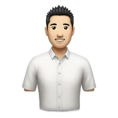 chinese man 40yo with spiky short black hair smile, smart buttoned shirt sticker