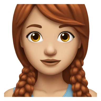 beautiful girl with long red brown hair and curtain bangs sticker