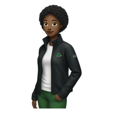 black girl with lacoste black jacket sticker