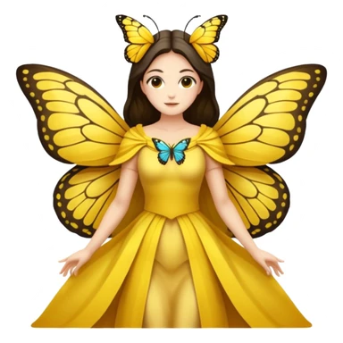 nature spirit woman dressed as butterfly herald yellow, wing sleeves spread  sticker