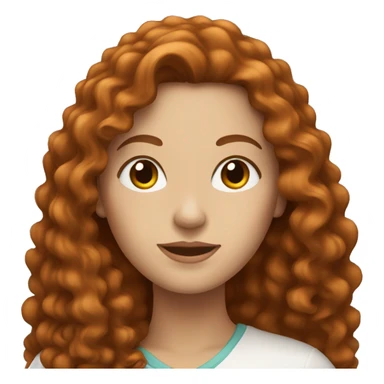 white woman with long, reddish brown curly hair sticker
