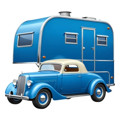 hot rod caravan,1935 pulling a matching trailer, blue  sticker