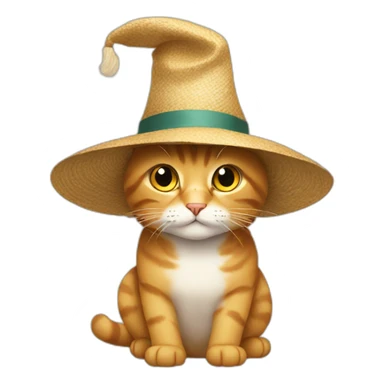 cat wearing a huge hat sticker