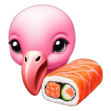 Cute Baby flamingo eating sushi sticker