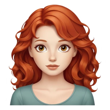 beautiful girl with wavy red hair, natural makeup look sticker