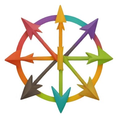 A circle formed by three arrows. Colorful. sticker