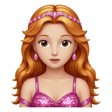Venus, Goddess of Love with long reddish blonde hair, pink sequin outfit sticker
