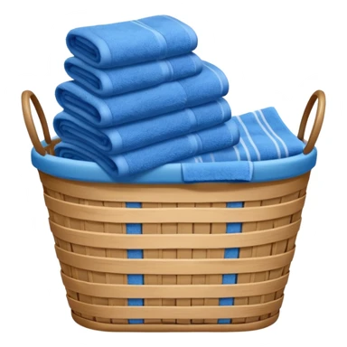 laundry basket with blue towels sticker