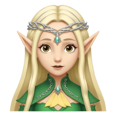 a girl elf with very long blond hair and a twisted headpiece, she's got pointy ears sticker