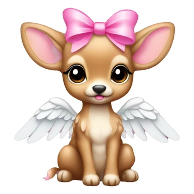 Baby fawn with pink bow and angel wings sticker