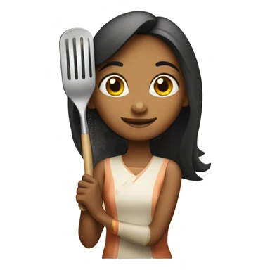 Indian girl holding a spatula sticker