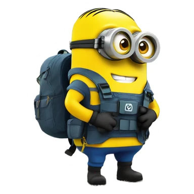 A Minion in survival gear in the forest   sticker