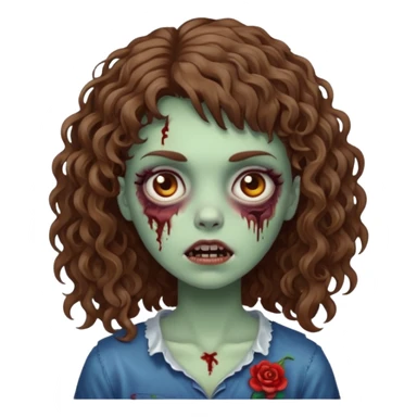 Faça uma garota zumbi, com cabelos cacheados & uma franja. sticker
