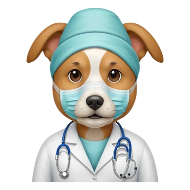 doctor dog wearing medical mask sticker
