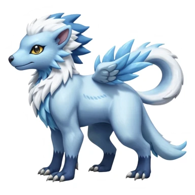 Icy scarf-covered glacial glistening glossy smooth soft flaky scaly furry hyper-realistic boreal Manectric-Absol-Luxray-Pyroar-Fakémon-fusion-animal-creature, full body  sticker