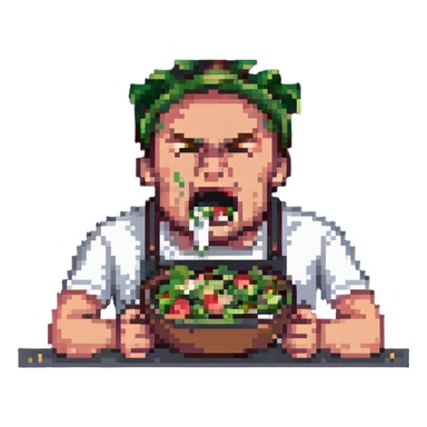 Man spitting out salad, disgusted face sticker