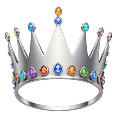 silver feminine dainty crown with rainbow gemstones sticker